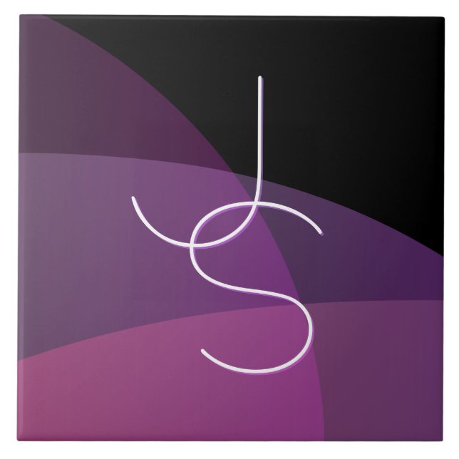 Carreau Vos initiales de chevauchement | Moderne violet et (Devant)