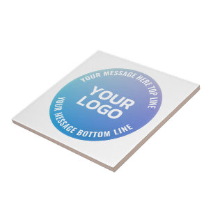 Carreau Votre logo   Ombre bleue à violet et texte circula