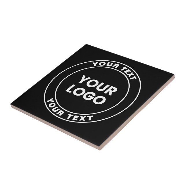 Carreau Votre logo téléchargé + texte circulaire gras  (Côté)