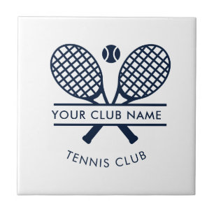 Carreau Votre nom de club Tennis Racket Motif Navy Blue