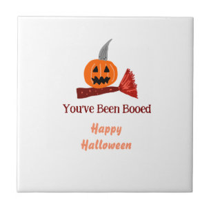 Carreau Vous avez été Hué joyueuse Halloween balai citroui