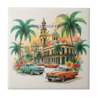 Carreau Voyage Cuba vintage - Salutations de La Havane