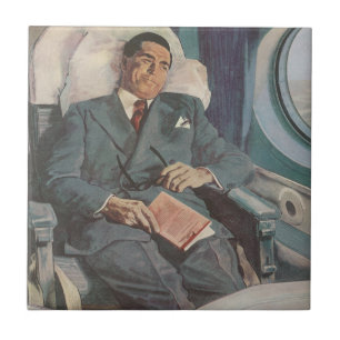 Carreau Voyage d'affaires vintage, lecture dans l'avion