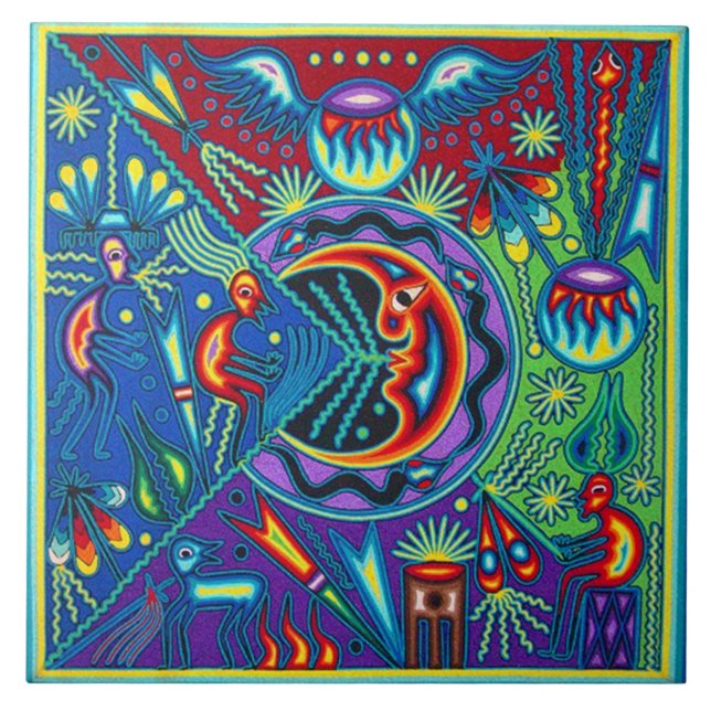 Carreau Voyage tribal maya mexicain de Boho d'art d'Oaxaca (Devant)