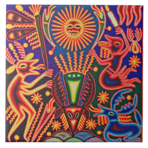 Carreau Voyage tribal maya mexicain de Boho d'art d'Oaxaca