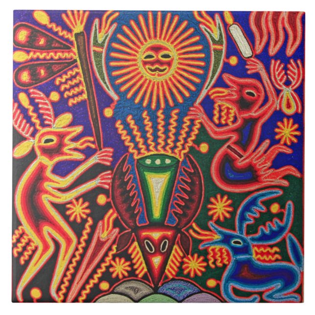 Carreau Voyage tribal maya mexicain de Boho d'art d'Oaxaca (Devant)