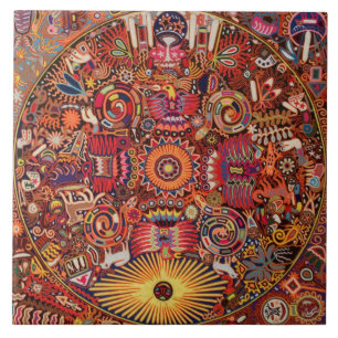 Carreau Voyage tribal maya mexicain de Boho d'art d'Oaxaca