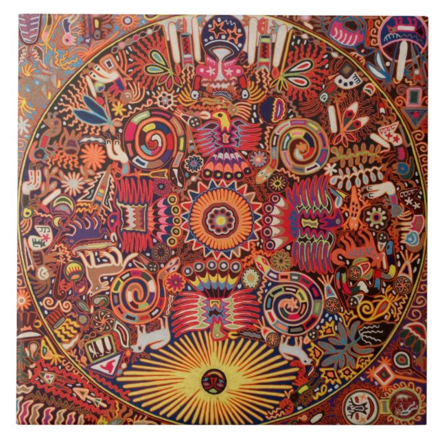 Carreau Voyage tribal maya mexicain de Boho d'art d'Oaxaca (Devant)