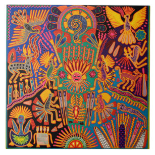 Carreau Voyage tribal maya mexicain de Boho d'art d'Oaxaca