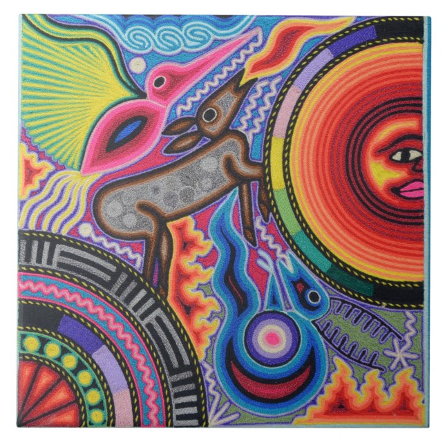 Carreau Voyage tribal maya mexicain de Boho d'art d'Oaxaca (Devant)