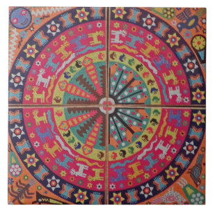 Carreau Voyage tribal maya mexicain de Boho d'art d'Oaxaca