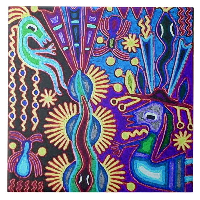 Carreau Voyage tribal maya mexicain de Boho d'art d'Oaxaca (Devant)