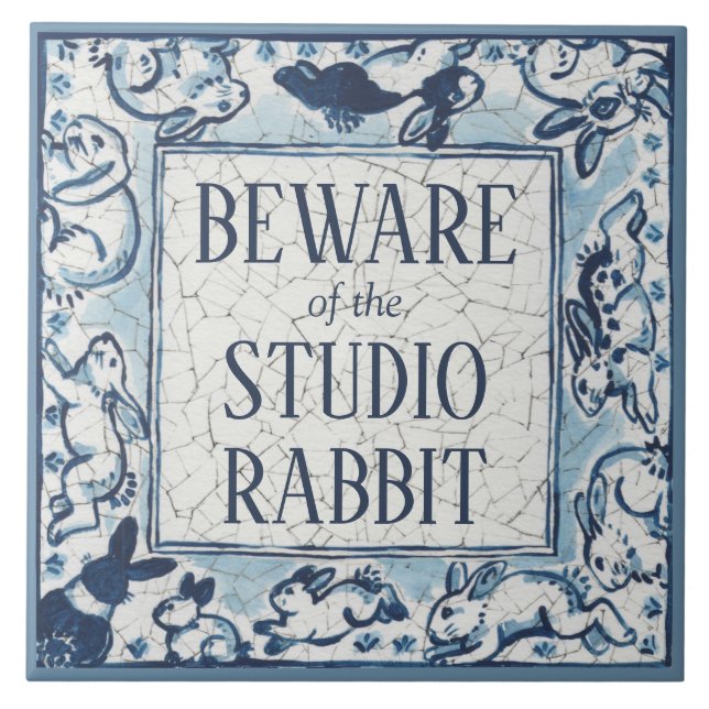 Carreau Voyez Studio Rabbit Delft Blue White Sign Dedham (Devant)