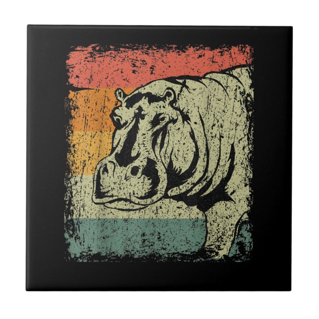 Carreau Vraiment Vintage Hippopotame Hippo | Hippo Lover (Devant)