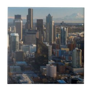Carreau Vue aérienne d'horizon de ville de Seattle