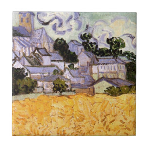 Carreau Vue d'Auvers avec l'église par Vincent van Gogh