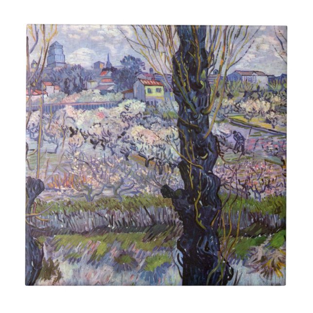 Carreau Vue de Arles Jardin en fleurs de Van Gogh (Devant)