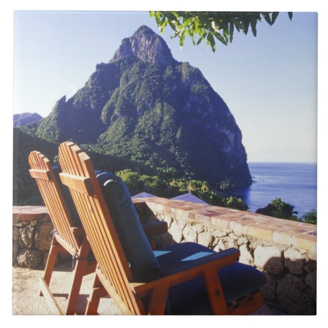 Carreau Vue de Gros Piton depuis la villa de Stonefield Es (Devant)