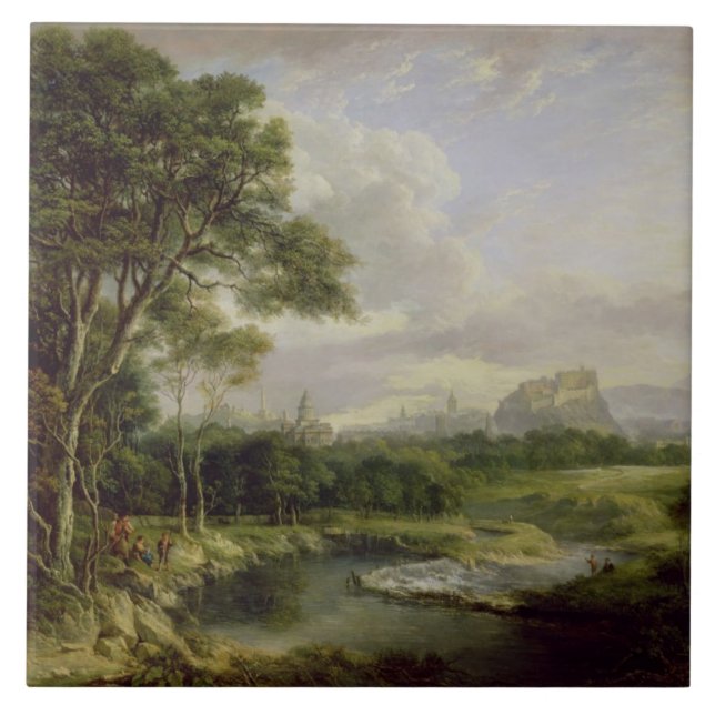 Carreau Vue de la ville d'Edimbourg, c.1822 (huile sur le (Devant)