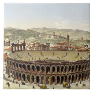 Carreau Vue de l'amphithéâtre romain, Vérone, b gravé