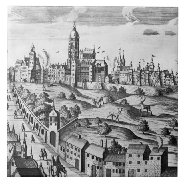 Carreau Vue de Prague montrant le palais impérial et (Devant)