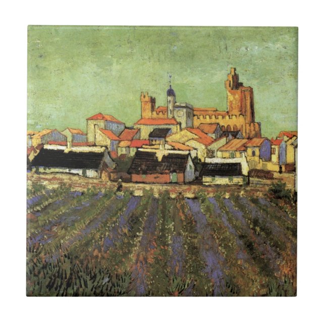 Carreau Vue de Saintes Maries par Vincent van Gogh (Devant)