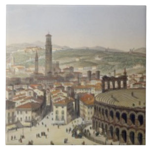 Carreau Vue de Vérone, gravée par L. Cherbuin (en de