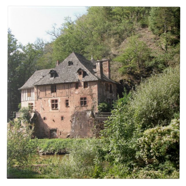 Carreau Vue d'un manoir (photo) (Devant)