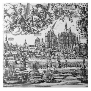 Carreau Vue générale de Cologne, 1531 (gravure) (pho de