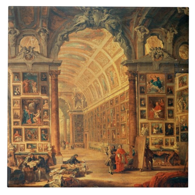Carreau Vue intérieure de la galerie de Colonna, Rome (Devant)