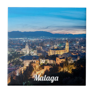 Carreau Vue nocturne de la cathédrale de Malaga à Malaga,