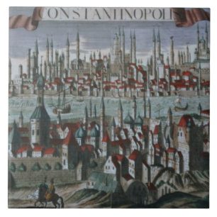 Carreau Vue panoramique de Constantinople, tard 18ème