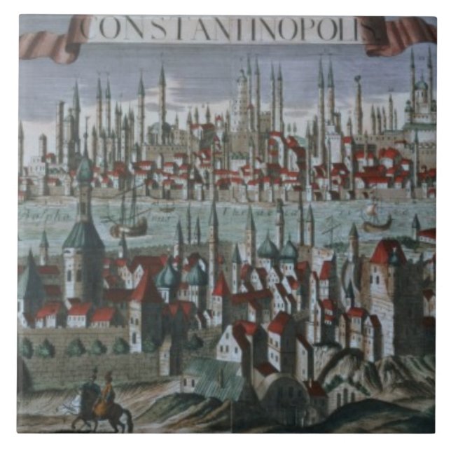 Carreau Vue panoramique de Constantinople, tard 18ème (Devant)