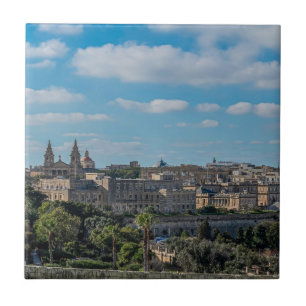 Carreau Vue panoramique sur la vieille ville de La Valette