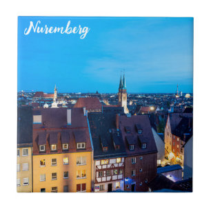 Carreau Vue sur la vieille ville de Nuremberg la nuit