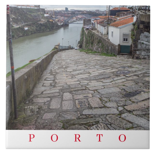 Carreau Vue sur le fleuve Porto Douro tuile en céramique (Devant)