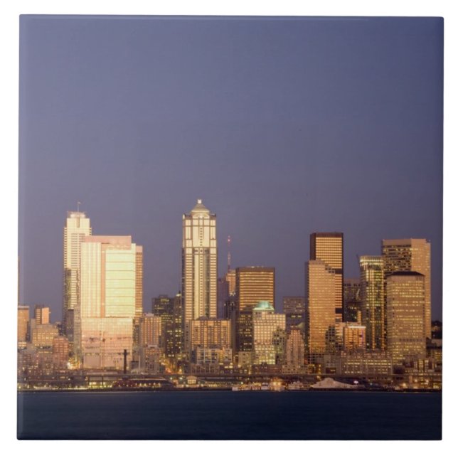 Carreau WA, Seattle, panorama de Seattle et Elliott Bay, (Devant)