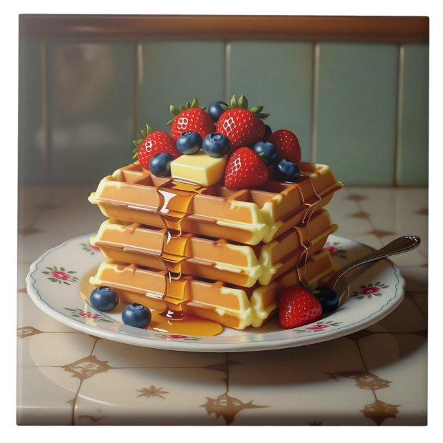 Carreau Waffles with Strawberries and Blueberries (Devant)