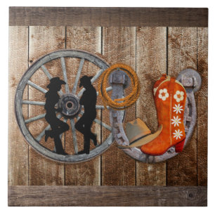 Carreau Wagon Wheel Western Cowboy