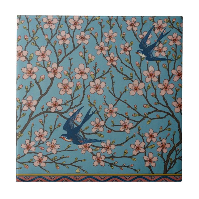 Carreau Walter Crane Almond Blossom & Swallow (Devant)