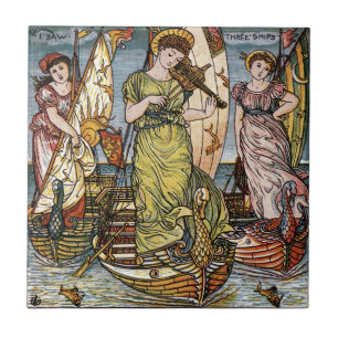 Carreau Walter Crane Navires,Dames Élégantes,Art Nouveau