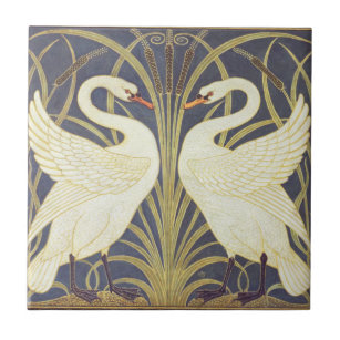 Carreau Walter Crane Swan, Rush Et Iris Art Nouveau
