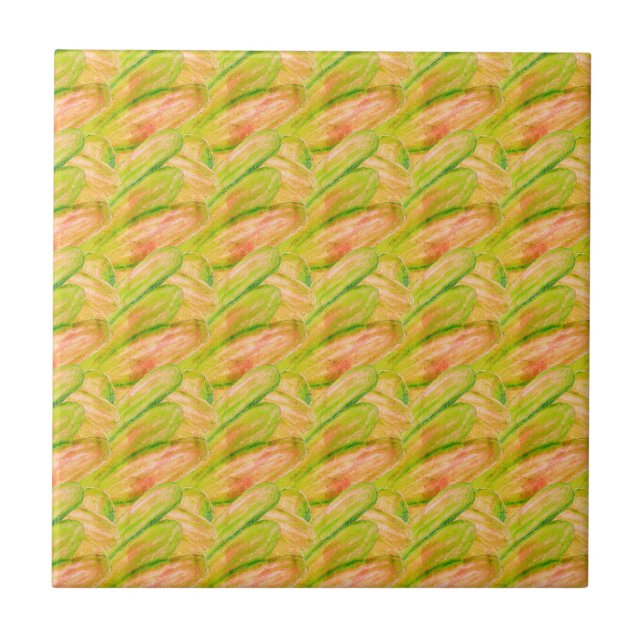 Carreau Wasabi Vert Terreux Art Abstrait Floral  (Devant)