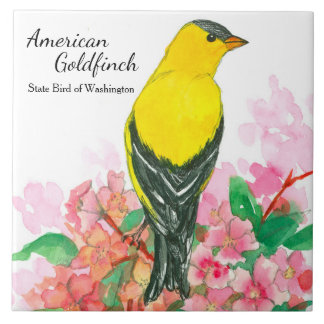 Carreau Washington Souvenir American Goldfinch Jaune