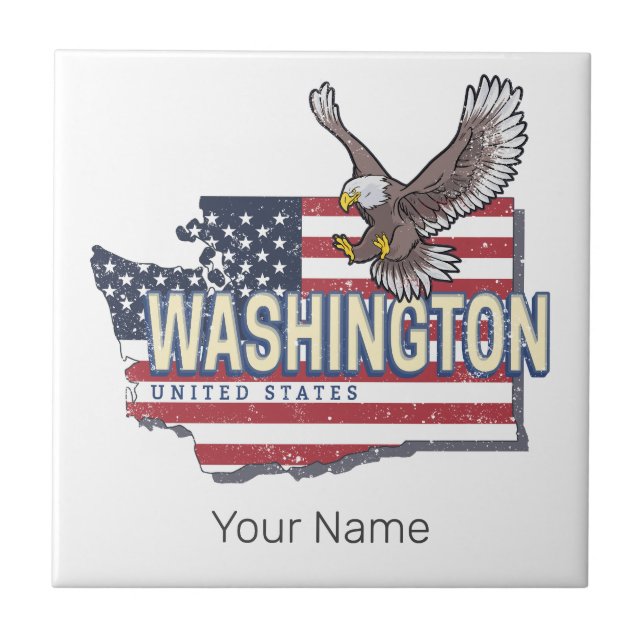 Carreau Washington State États-Unis Carte USA Souvenir (Devant)
