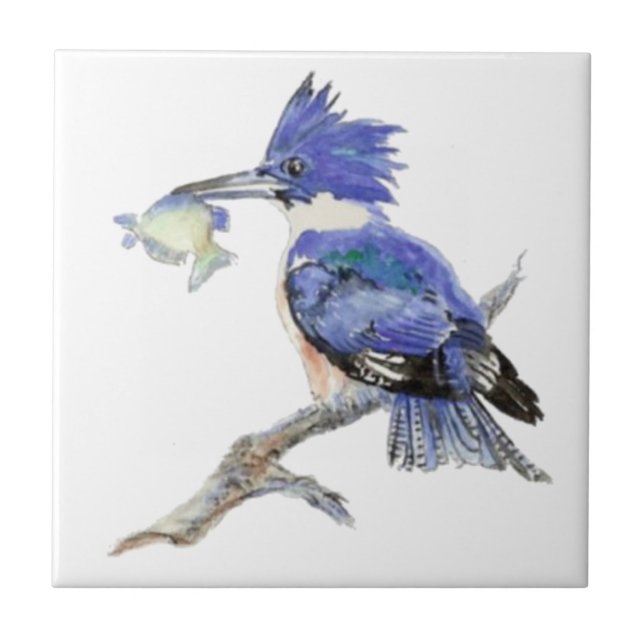 Carreau Watercolor Kingfisher Bird Wildlife (Devant)