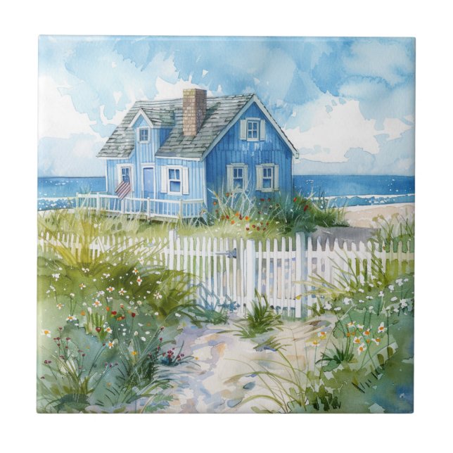 Carreau Watercolour Beach Cottage (Devant)