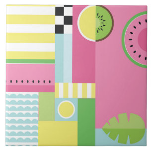 Carreau Watermelon, kiwi, motif coloré amusant d'été
