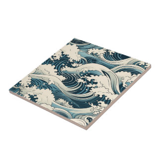 Carreau Wave Elegance: Hokusai-Inspired japanese art