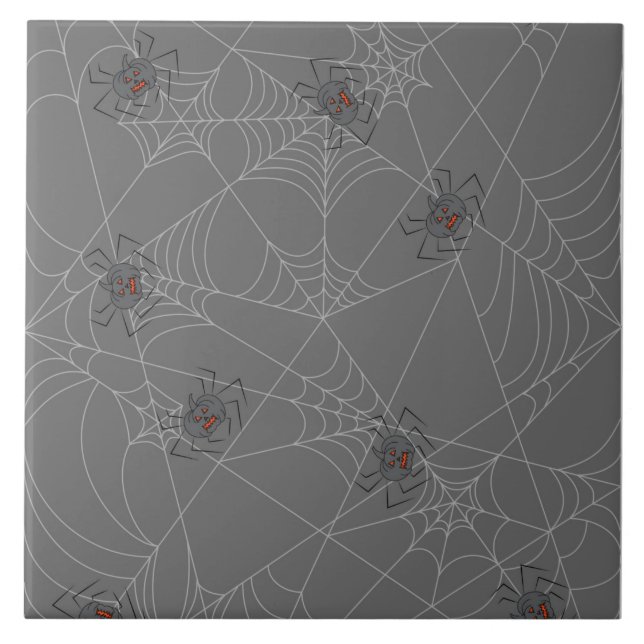 Carreau Web et citrouilles d'araignées d'Halloween (Devant)